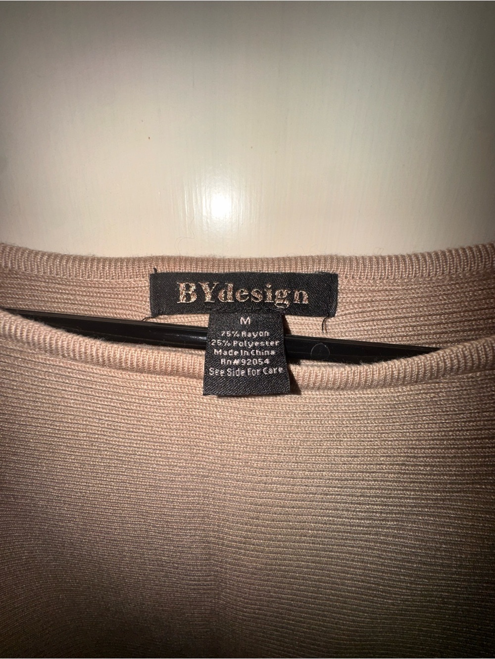 BYdesign Women's Beige Ribbed Crew Neck Top
